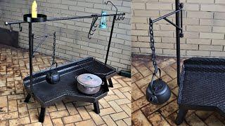 I make a Metal Firepit for Campfire and Dutch Oven Cooking with a Swinging Pot Hanger.