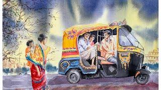 "On The Go" | Ripon's Art Works & Paintings | Watercolour