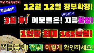 (긴급!)난리났다! 12월 12일 정부 지급확정! 이분들은! 1인당 최대 165만원 지급! 지급금 액 전부 이렇게 확인하세요! #1인당최대165만원지급, #정부12일지급확정!