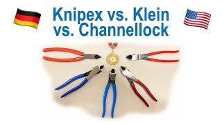 Battle of diagonal cutters: Knipex vs. Klein vs. Channellock. German vs. American tools review.