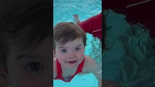 Baby Swim Climb Up On Ledge #babyswimming #pool #swimmer