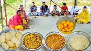 অষ্টমী স্পেশাল রান্না আর খাওয়া ছানার লুচি,আলু ফুলকপি, চানামশলা, পায়েস,মিষ্টি