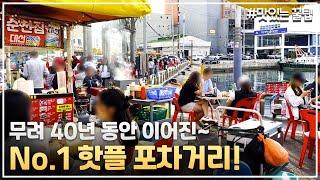 바닷가옆에 펼쳐진 40년 역사의 포장마차거리