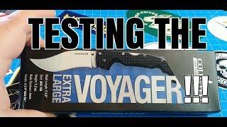 Testing And Knife Review: COLD STEEL AUS10A Voyager XL!!!