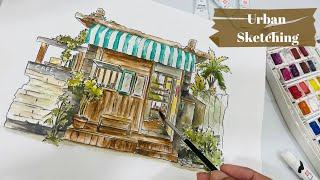Urban sketching with watercolours basics ! Step by Step Tutorial