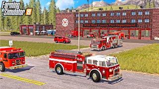 FOUR STORY FIRE STATION! (BRAND NEW) | HUGE HOUSE FIRE | FARMING SIMULATOR 2019