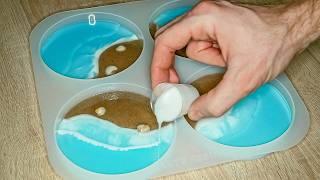 "DIY Ocean Resin Coasters  | Step-by-Step Tutorial to Create Stunning Beach Waves!"