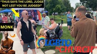 Street Preacher Encounters MONK at LGBTQ Church Event ️‍