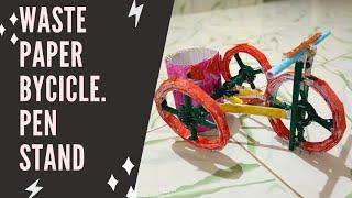 paper bicycle another we use like pen stand # SALONI CREATIONS.