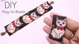 Cute Cats: Beaded Seed Bead Cat Pattern Cuff Bracelet Making