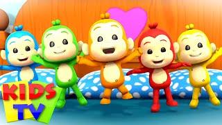 Five Little Monkeys Jumping on the Bed | Junior Squad Cartoons | Nursery Rhymes & Songs for Babies