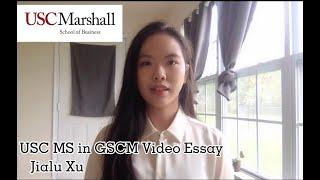 USC MS in Global Supply Chain Management Video Essay - Jialu Xu