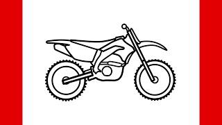 How to draw a DIRT BIKE easy | Drawing enduro bike step by step | Draw Kawasaki kx250