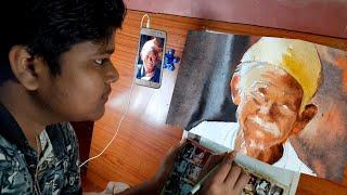 Watercolour Tutorial /watercolour sikho 5 minute me / watercolour drawing of a old man / #portrait