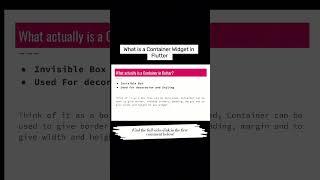 Flutter Container Widget and it's properties #appdevelopment #coding #flutter #fluttertutorials