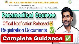 Bsc Mlt & Bpt | Paramedical Counselling | Registration documents | NTRUHS |