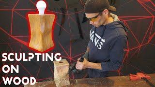 Ash table lamp, sculpting on wood DIY