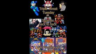 Triple Threat Tuesday, 3 Mega Man Games games back to back MM 1 2 & 3  Live Playthrough Retro Doc 79