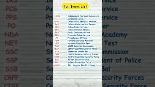 list of full form very very important #shortsfeed#education #fullform  #gkquizinhindiandenglish