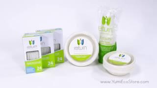 Yumi Return Eco Friendly Disposable Dinnerware Party Package (24 Guest Bundle)