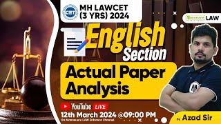 MH LAW CET (3 Yrs) 2024 - English Section Paper Analysis | Actual Question Solving | #law