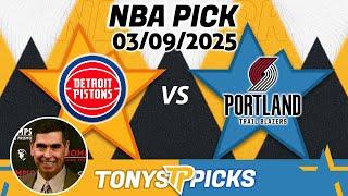 Detroit Pistons vs. Portland Trail blazers Pick 3/9/25 NBA Pick Prediction