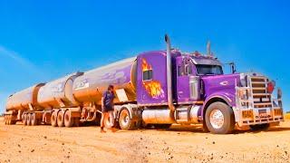 Triple Road Train Breaks Down In The Middle Of The Outback