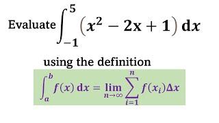 Riemann Sum Evaluation of Definite Integral(Quadratic)