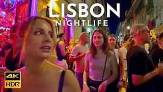 Nightlife in Lisbon Portugal: BAIRRO ALTO Lisboa JULY 2024 - 4K HDR