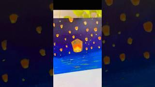 Lantern Sky Painting  | Peaceful Night Sky Art #Shorts #CraftedByJagrati