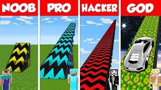 Minecraft Battle: NOOB vs PRO vs HACKER vs GOD: SUPER RAMP SPRINGBOARD BUILD CHALLENGE / Animation