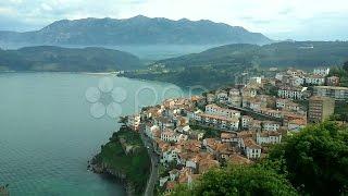 Lastres, Asturias, Spain. A Coastal Town, Sea Water And Mountains.. Stock Footage