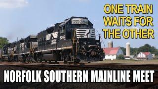 One Train Waits for the Other - Norfolk Southern Mainline Meet