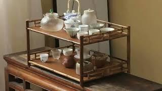 Meilu bamboo tea cup rack tea set organizer & display stand