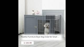 PawHut Furniture-Style Dog Crate for Small and Medium Dogs, End Table Pet Cage with Two Lockable ...