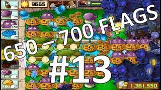 Plants vs Zombies Survival Endless 650 - 700 Flags