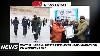 Watch | Ladakh hosts first-ever half-marathon on a frozen lake