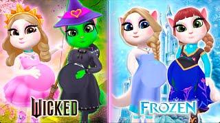 My Talking Angela 2 | Wicked! | Pregnant Elphaba & Glinda VS Pregnant Elsa and ANNA | cosplay