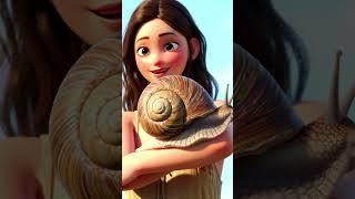 Beautiful snail crawling on the girl's arm