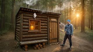 48 Hours for Building A Cabin With A Wood Burning Stove