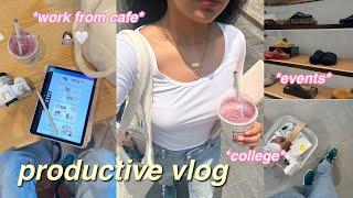 Productive Vlog‍final year of college, working from cafe, attending events & more!!