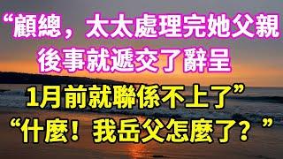 “顧總，太太處理完她父親後事，就遞交了辭呈，1月前就聯係不上了”，“什麼！我岳父怎麼了？”#悠然書影#爽文#大女主#家庭#豪門