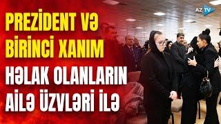 Prezident və birinci xanım qəzada həlak olan ekipaj üzvlərinin vida mərasimində - GÖRÜNTÜLƏR