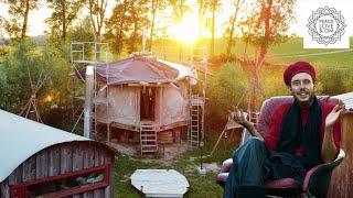 Courtier lives in a 14m2 mobile geo dome made of clay