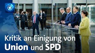 Nach Sondierungen: Kritik an Einigung von Union und SPD