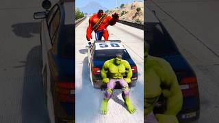 RED HULK BROTHERS SAVES POLICE CAR FROM CAR THEFT VENOM! Part 4  #gta5 #shorts