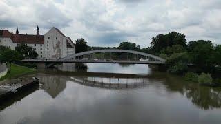 Hochwasser in Straubing: Luftaufnahme vom Herzogsschloss