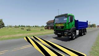 Trucks Cars vs Massive SpeedBumps – BeamNG.Drive #12