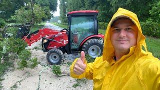 Cutting hay after Hurricane Debby