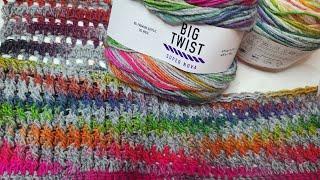 Yarn review swatch and wash test.  Big Twist Super Nova